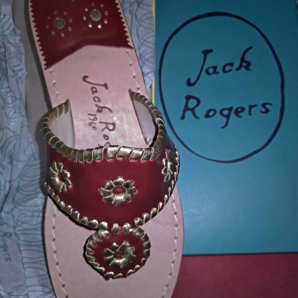 Jack Rogers Red and Gold Sandals